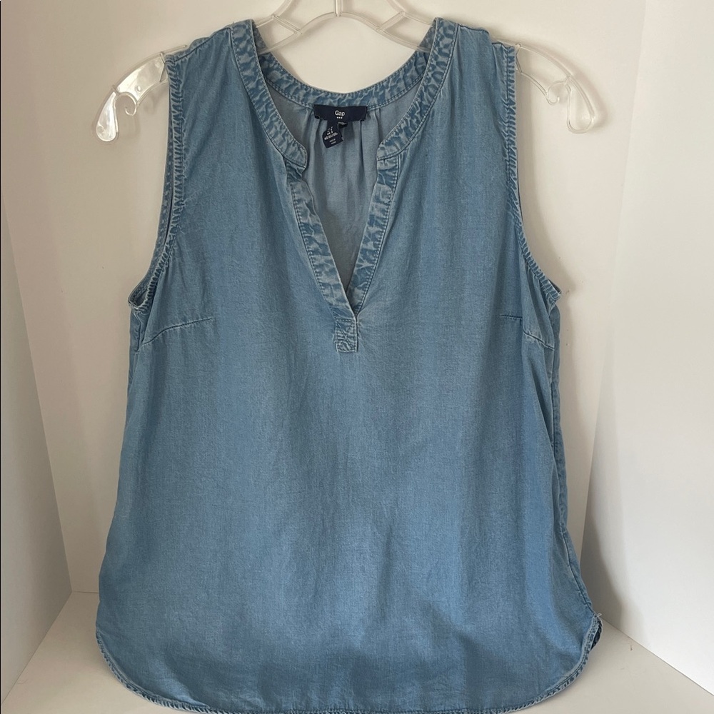 GAP Light Blue V-Neck Sleeveless Blouse